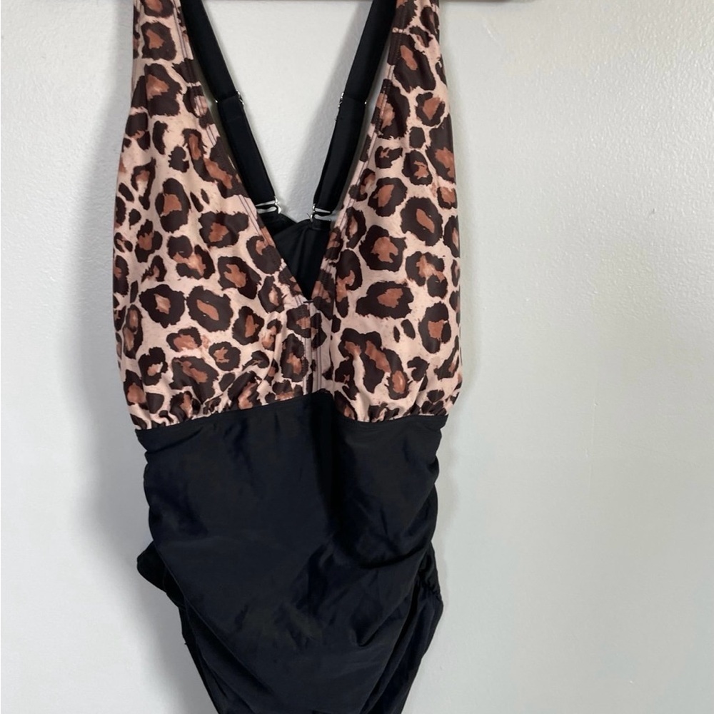 Leopard Print and Black size 22W One Piece swimsuit